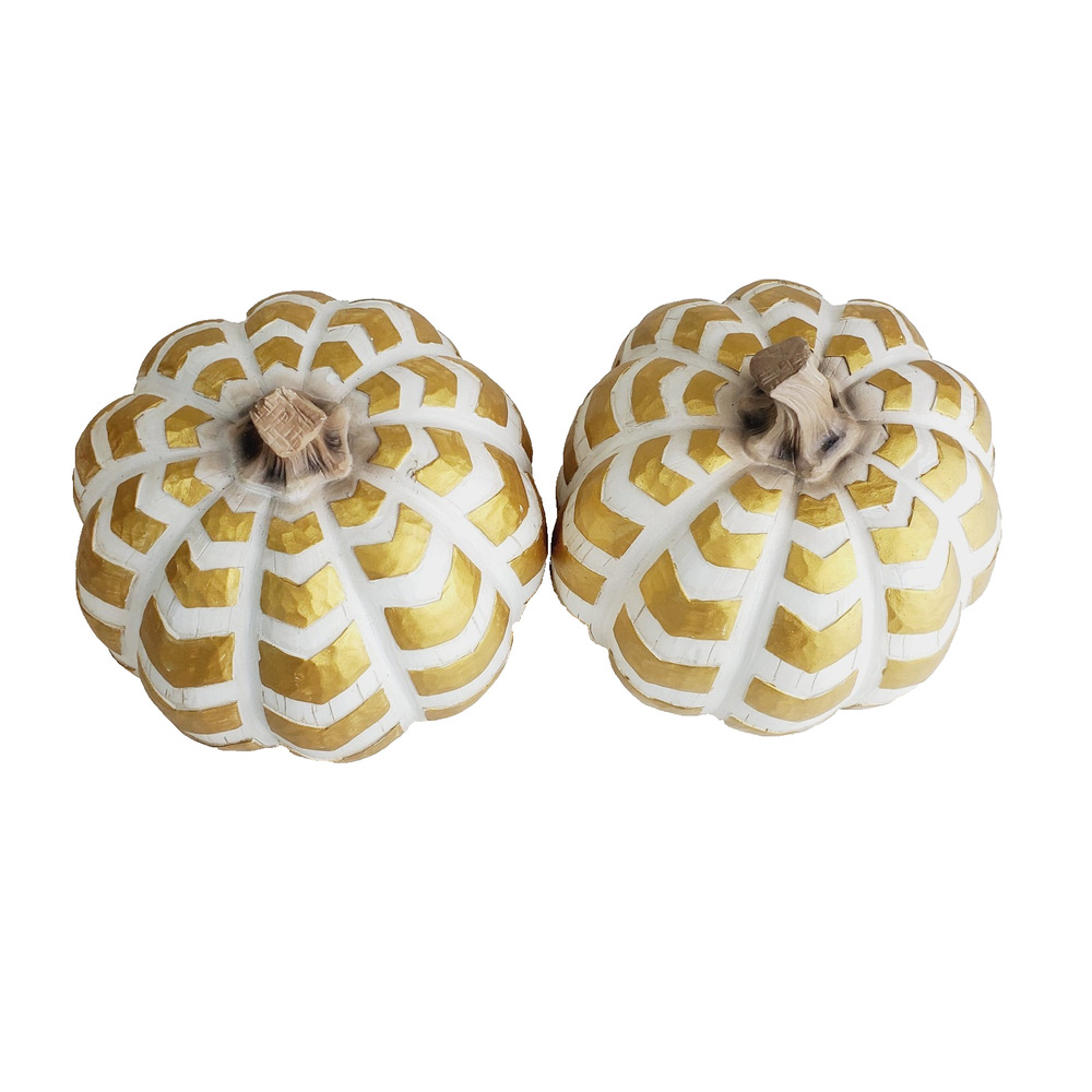 Robert Staley Signature Collection Fall Pumpkin 2 PC 6.5 X 6.5 White & Gold 2014 - Picture 3 of 8
